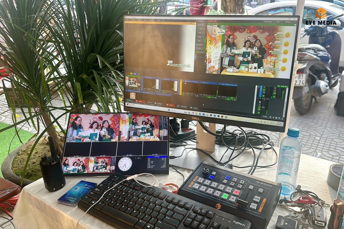 Bàn switcher điều khiển livestream đa camera tại sự kiện